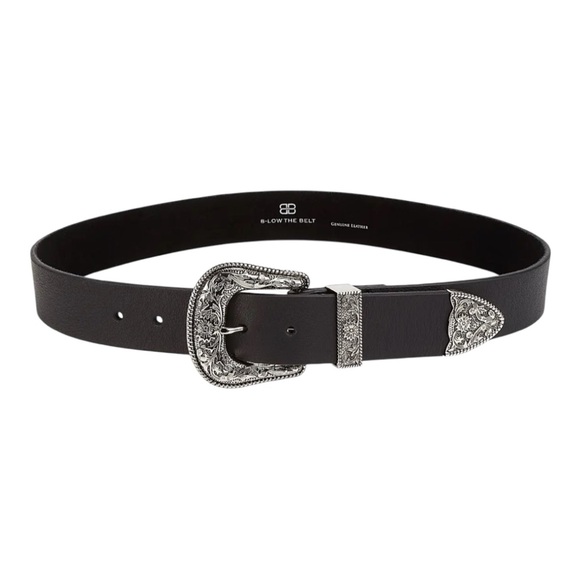 B-Low the Belt Accessories - B-Low The Belt Frank Leather Single Buckle Belt Blk/Silver Size X-Small Like-New
